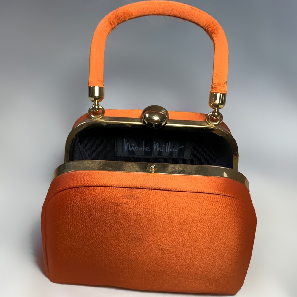 Vintage 1980s Nicole Miller Satin Handbag 🔥🧡 - Picture 3 of 6